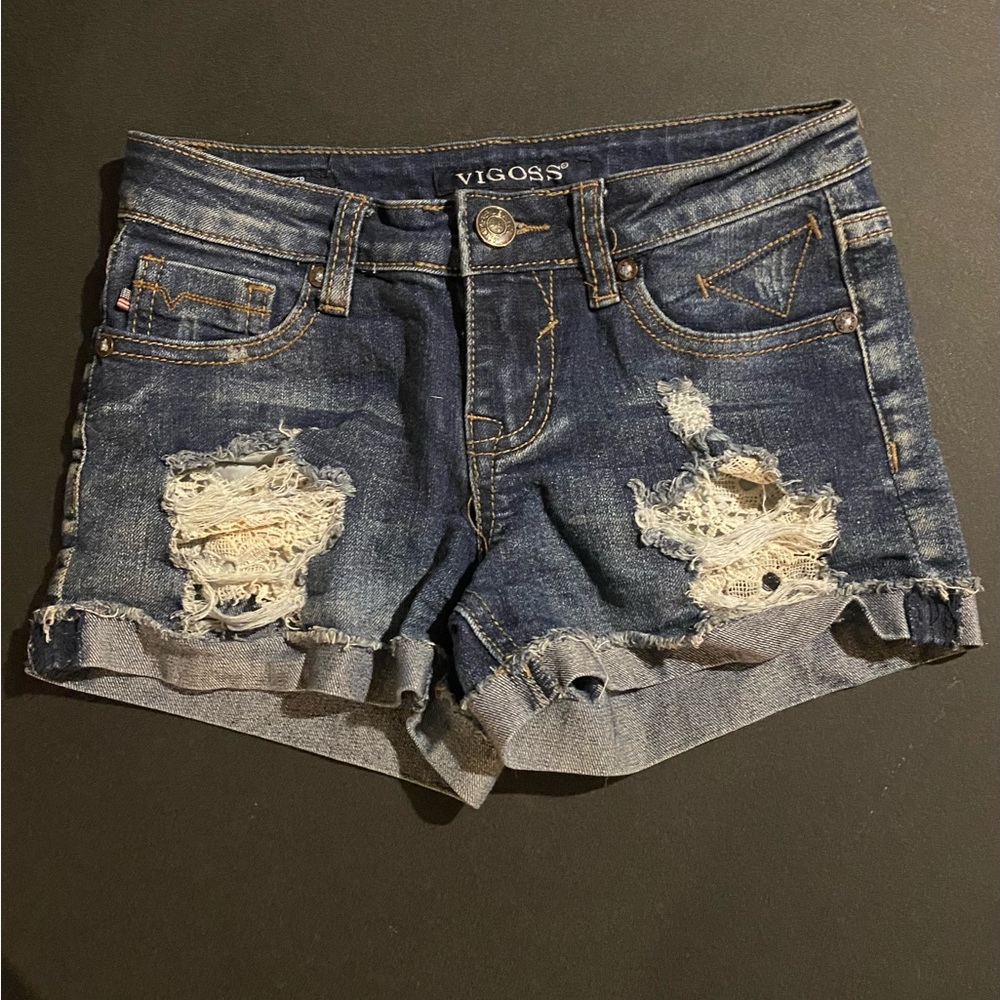 Kids dark denim jean shorts